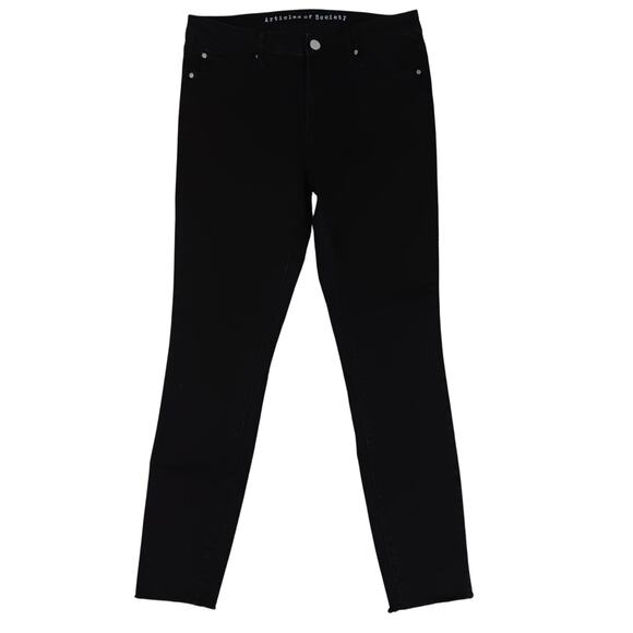 Articles of Society Skinny Jeans Womens 31 32X28 Black Out Stretch Raw Hem Ankle - Picture 2 of 15